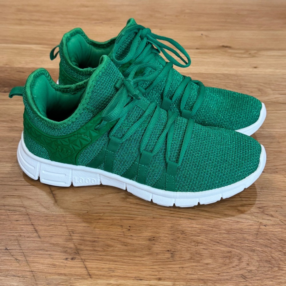 AOE Green Metallic‎ Knit Sparkle Sneakers Trainers Art 0368 EU 40 Womens